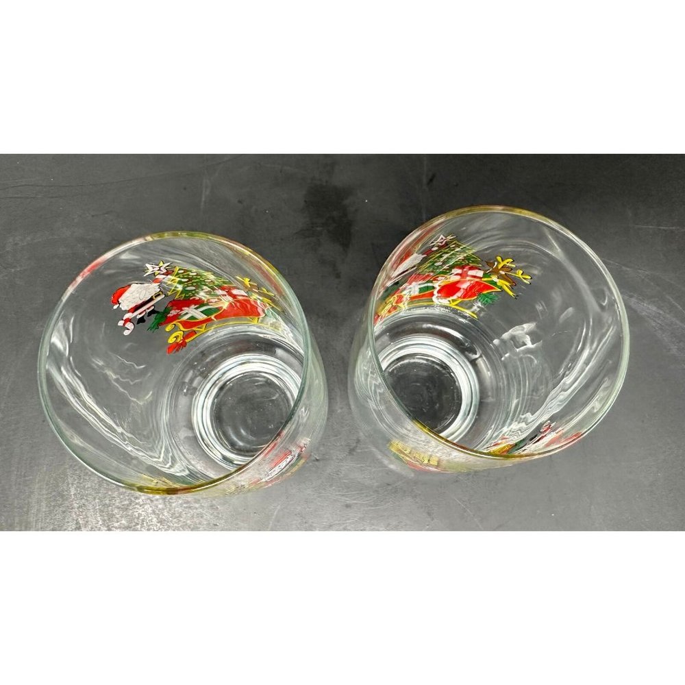 1985 (2) MCCRORY STORES Santa COCA COLA Tumbler Glasses Christmas Tree Sleigh - Picture 5 of 11